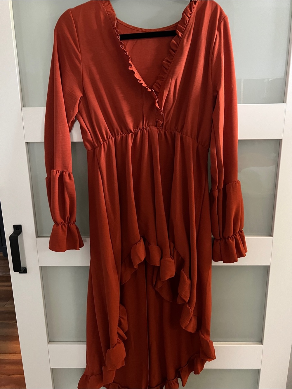 Source Unknown Rust Ruffle High-Low Dress - Picture 5 of 5
